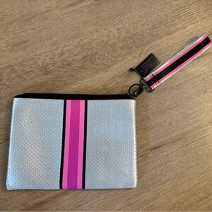 haute shore Wristlet with Pink and Black Stripes